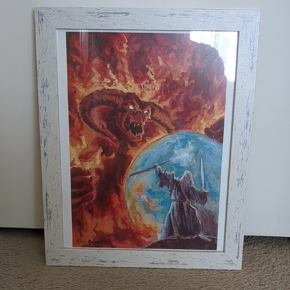 Lord of the Rings print Gandalf fighting the balrog